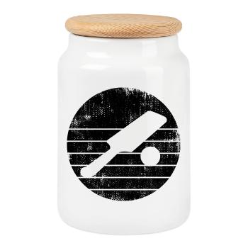 Cricket bat and ball - Cookie Jar with Wooden Lid - white - Front