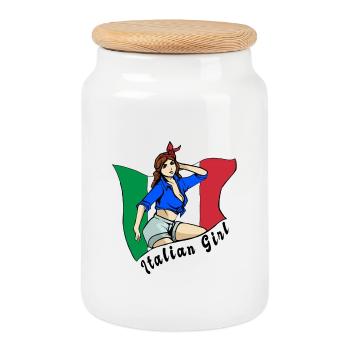 Design de drapeau italien pour fille - Boîte à biscuits avec couvercle en bois - blanc - Devant