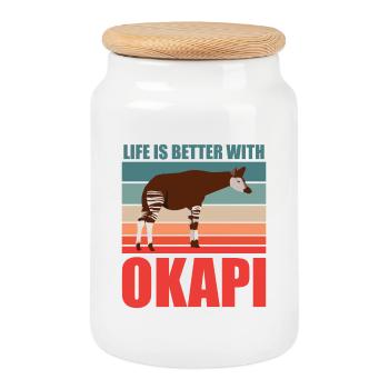 Okapi im Einklang mit der Natur - Keksdose mit Holzdeckel - Weiß - Vorne