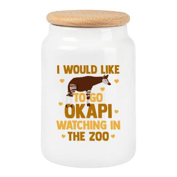 Okapi im Einklang mit der Natur - Keksdose mit Holzdeckel - Weiß - Vorne