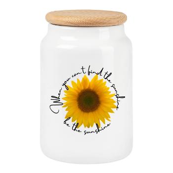 Soyez le soleil - Boîte à biscuits avec couvercle en bois - blanc - Devant