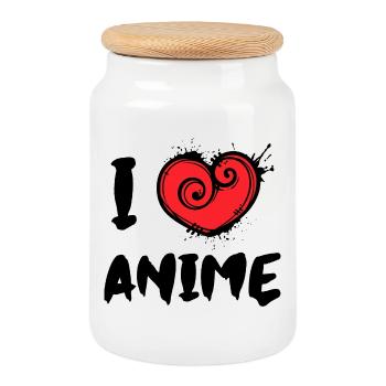 Ich Liebe Anime Statement Herz Manga Animation - Keksdose mit Holzdeckel - Weiß - Vorne