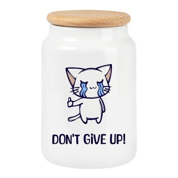 Manga Comic Anime Katze Statement Zeichentrick - Keksdose mit Holzdeckel - Weiß - Vorne