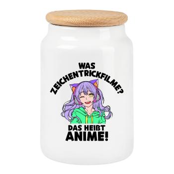 Anime Statement Zeichentrick Animation Comic Manga - Keksdose mit Holzdeckel - Weiß - Vorne