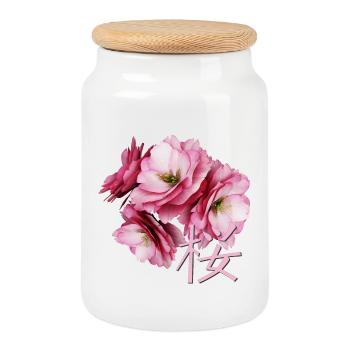 Cherry Blossom - Keksdose mit Holzdeckel - Weiß - Vorne