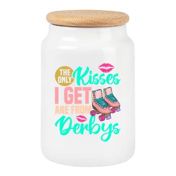 Roller Skate Design - Cookie Jar with Wooden Lid - white - Front