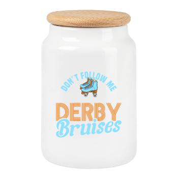 Roller Skate Design - Cookie Jar with Wooden Lid - white - Front