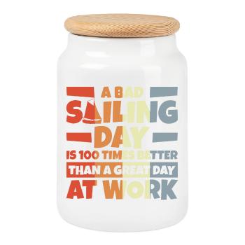 Sailboat Saying - Cookie Jar with Wooden Lid - white - Front