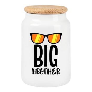 Déclaration du cœur de frère Fier Big Brother - Boîte à biscuits avec couvercle en bois - blanc - Devant
