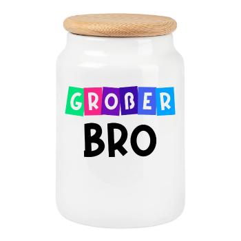 Großer Bruder Bro Statement Bruderherz Geschwister - Keksdose mit Holzdeckel - Weiß - Vorne