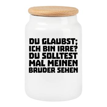 Geschwister Statement Bruderherz Bruder Bro - Keksdose mit Holzdeckel - Weiß - Vorne