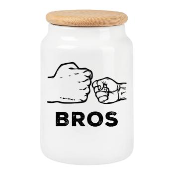 Bros Cooler Spruch Geschwister Großer Bruder - Keksdose mit Holzdeckel - Weiß - Vorne