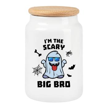 Déclaration de frère Big Brother Frères et sœurs - Boîte à biscuits avec couvercle en bois - blanc - Devant
