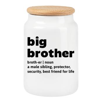 Frère et sœur Amour Big Brother Déclaration Bro - Boîte à biscuits avec couvercle en bois - blanc - Devant