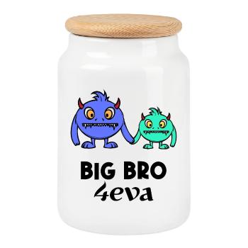 Déclaration de frère et sœur Big Brother Brother Brother Coeur - Boîte à biscuits avec couvercle en bois - blanc - Devant