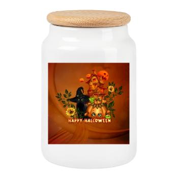 Joyeux halloween Je vous souhaite la jolie citrouille et le g - Boîte à biscuits avec couvercle en bois - blanc - Devant