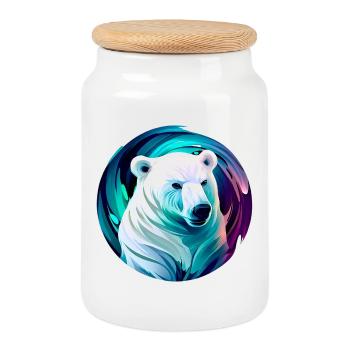 Weißer Eisbär - Keksdose mit Holzdeckel - Weiß - Vorne