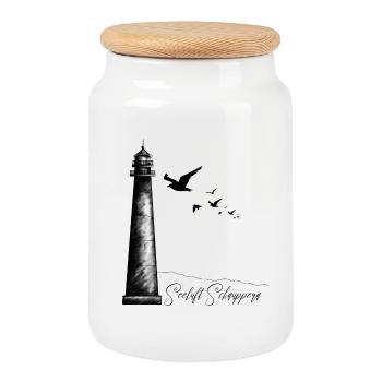 Leuchtturm – Seeluft Schnuppern - Cookie Jar with Wooden Lid - white - Front