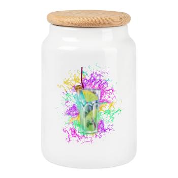 Ambiances colorées de cocktails d’été - Boîte à biscuits avec couvercle en bois - blanc - Devant
