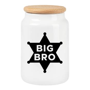 Déclaration de Big Brother Bro frères et sœurs - Boîte à biscuits avec couvercle en bois - blanc - Devant