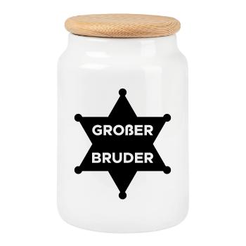 Bro Geschwister Statement Großer Bruder Bruderherz - Keksdose mit Holzdeckel - Weiß - Vorne