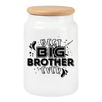 Fier grand frère frère Déclaration d’amour - Boîte à biscuits avec couvercle en bois - blanc - Devant