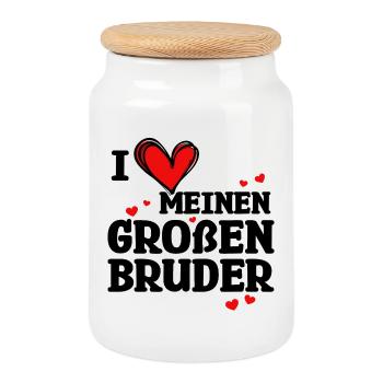 Großer Bruder Statement Geschwisterliebe Herz - Keksdose mit Holzdeckel - Weiß - Vorne