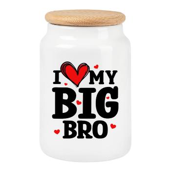 Frère et sœur Coeur d’amour Big Brother Déclaration - Boîte à biscuits avec couvercle en bois - blanc - Devant