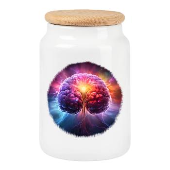 The Brain, Human Brain Infinite Skill - Cookie Jar with Wooden Lid - white - Front