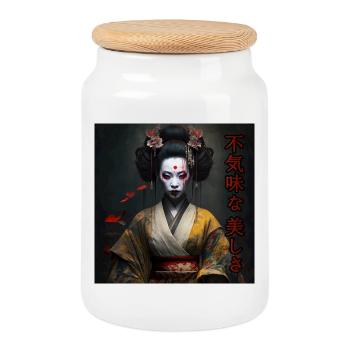 Terrifying Beauty 01 - Cookie Jar with Wooden Lid - white - Front
