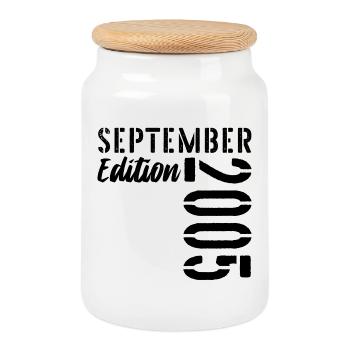 21ST BIRTHDAY SEPTEMBER 2005 - 21 years old - Cookie Jar with Wooden Lid - white - Front