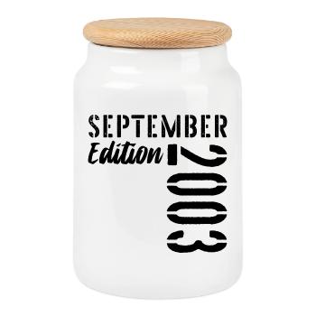 23ème anniversaire Septembre 2003 - 23 ans - Boîte à biscuits avec couvercle en bois - blanc - Devant