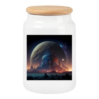 Megalopolis Alien 02 - Cookie Jar with Wooden Lid - white - Front
