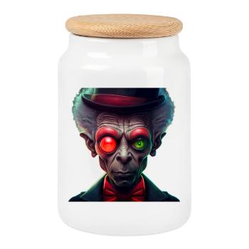 Funky Alien 04 - Keksdose mit Holzdeckel - Weiß - Vorne