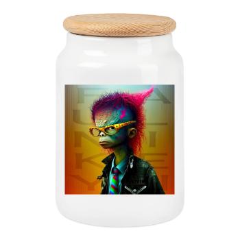 Funky Alien 05 - Keksdose mit Holzdeckel - Weiß - Vorne