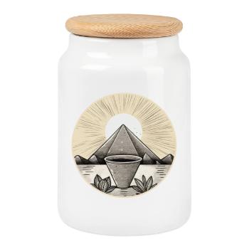 Pyramide 01 - Boîte à biscuits avec couvercle en bois - blanc - Devant