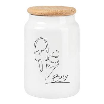"IceIce Baby" Sommer Lineart Eis / Ice Cream - Keksdose mit Holzdeckel - Weiß - Vorne