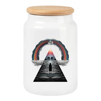Pyramide arc-en-ciel Clair de lune Tango Dodgy - Boîte à biscuits avec couvercle en bois - blanc - Devant