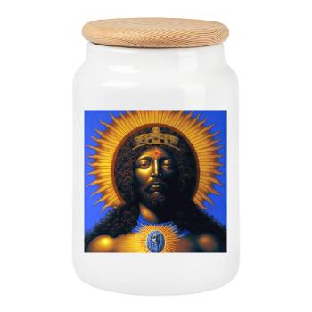 Jésus noir 03 - Boîte à biscuits avec couvercle en bois - blanc - Devant