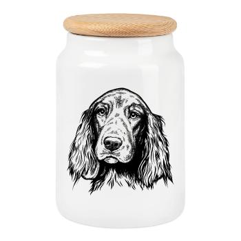 Irish Setter Portrait - Cookie Jar with Wooden Lid - white - Front