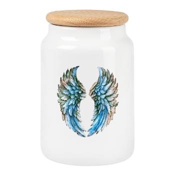 Ailes d'Ange Envolées en Aquarelle - Boîte à biscuits avec couvercle en bois - blanc - Devant