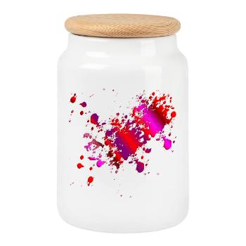 RED PINK BLOOD - HALLOWEEN COSTUMES BLOOD STAINS - Cookie Jar with Wooden Lid - white - Front