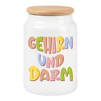GEHIRN UND DARM - MENTALE GESUNDHEIT ACHTSAMKEIT - Keksdose mit Holzdeckel - Weiß - Vorne