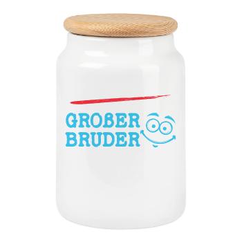 Einzelkind Geschwister Großer Bruder Statement - Keksdose mit Holzdeckel - Weiß - Vorne