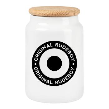 Original Rudeboy - Black & White Mod Ska - Cookie Jar with Wooden Lid - white - Front