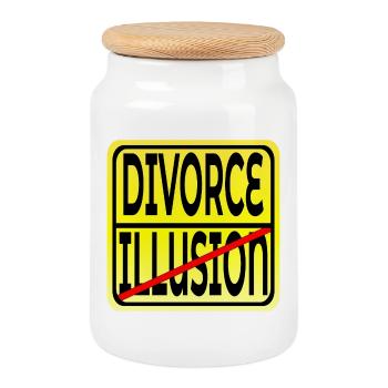 ILLUSION MARRIAGE DIVORCE - Cookie Jar with Wooden Lid - white - Front