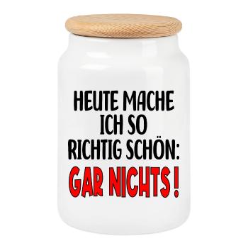 AUSZEIT SPRUCH - PAUSE MACHEN MOTTO - Keksdose mit Holzdeckel - Weiß - Vorne