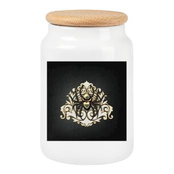 Awesome steampunk spider - Cookie Jar with Wooden Lid - white - Front