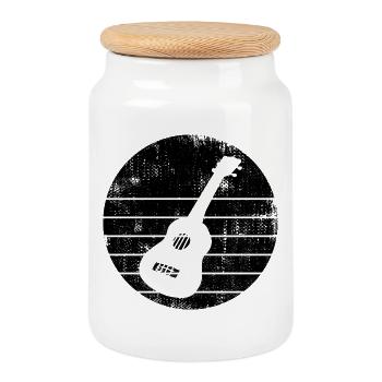 Ukulele Skizze - Keksdose mit Holzdeckel - Weiß - Vorne