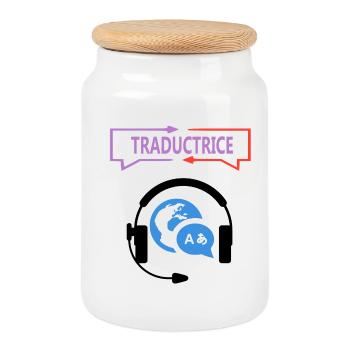 Traductrice - Boîte à biscuits avec couvercle en bois - blanc - Devant